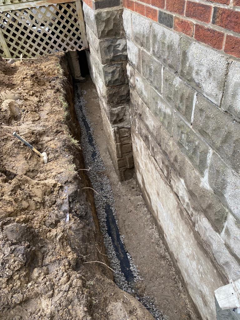 Weeping tile Installed for waterproofing a home